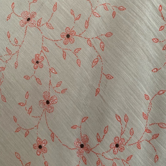 PTA Midi Dress A-line Skirt Surplus V-Neck Grey Beige Red Flowers Sleeveless L - Picture 3 of 11